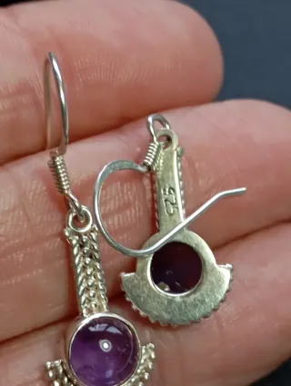 Pendientes Plata Ley Amatista Morado