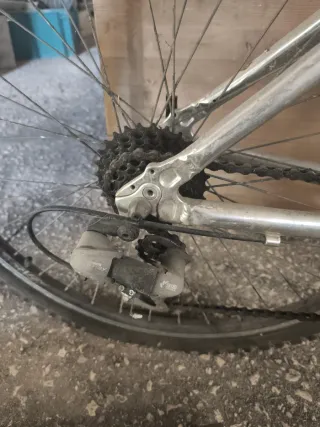 Bicicleta de montaña plateada