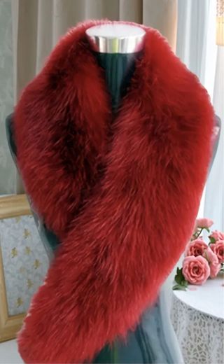 Collo pelliccia sintetica rosso