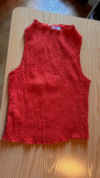 Camiseta Mango Roja Texturizada