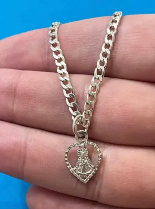 Impecable Pulsera Virgen Rocío Corazón Plata 925