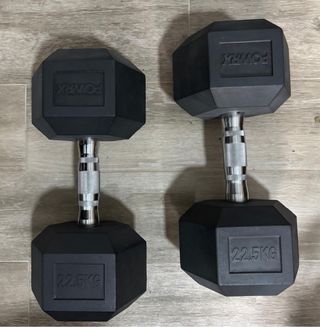 Coppia di manubri 22,5 kg in gomma cromata