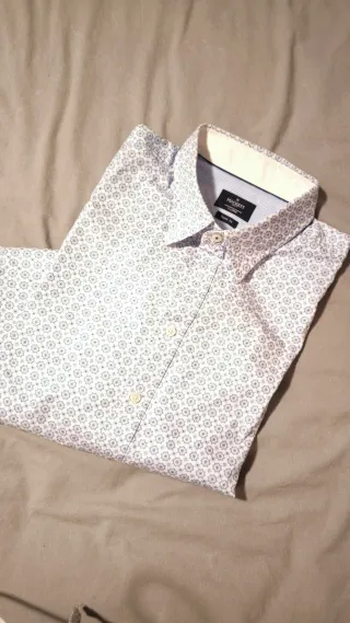 Camisa Hackett Estampada Azul y Blanca