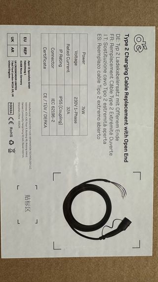 Cable Cargador Coche 7.3kWh 32A 5m