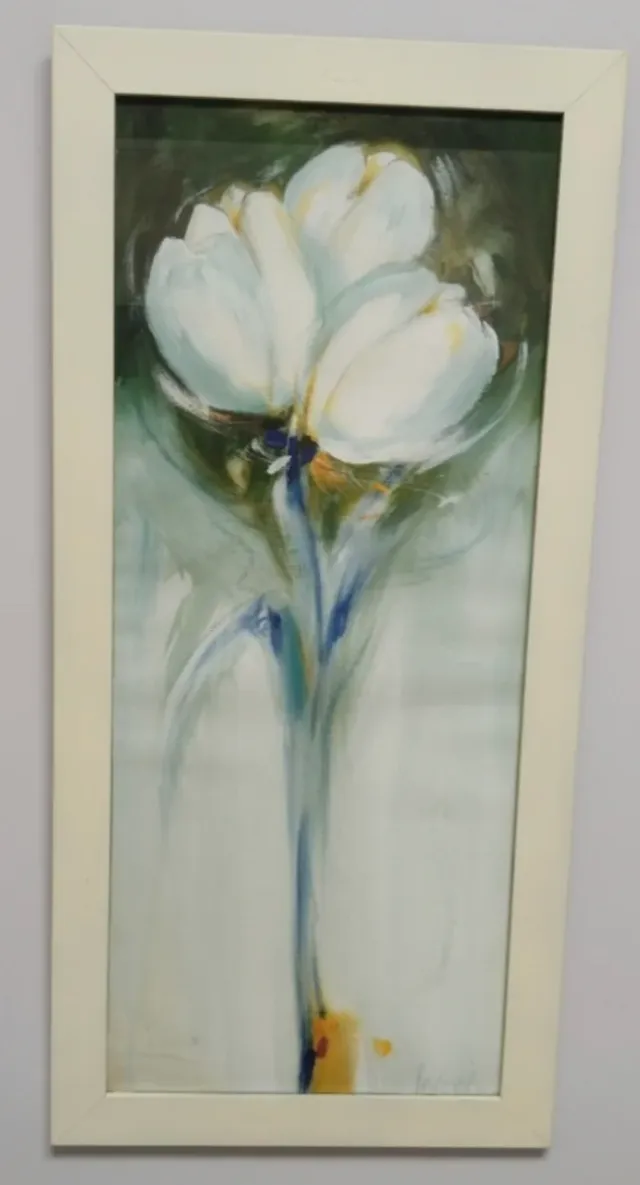 Cuadro Flores Blancas con Marco Madera