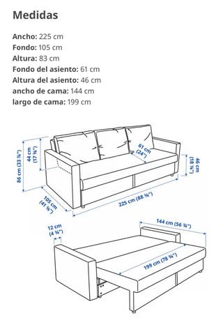 Sofá cama 3 plazas con canapé