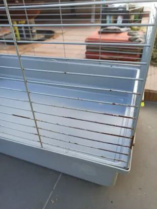 Jaula para conejo gris