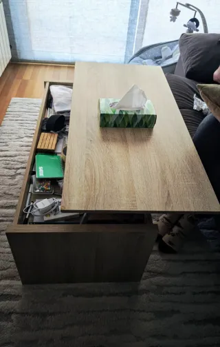 Mesa de centro elevable madera