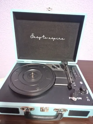 Tocadiscos azul maletín vitage