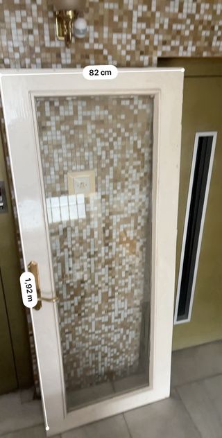 Puerta madera con cristal liso