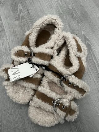 Sandalias Zara Beige y Marrón Talla 39