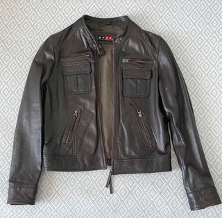 Cazadora de piel Yogo marrón