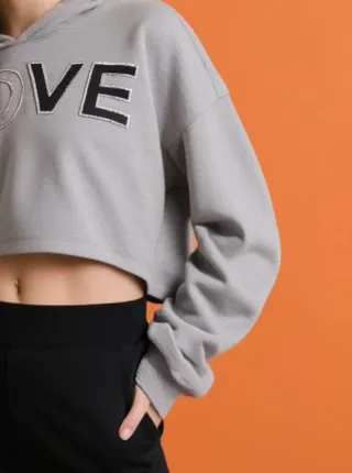 Sudadera Crop Top MOVE Gris