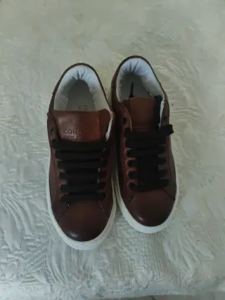 Sneakers uomo in pelle cuoio