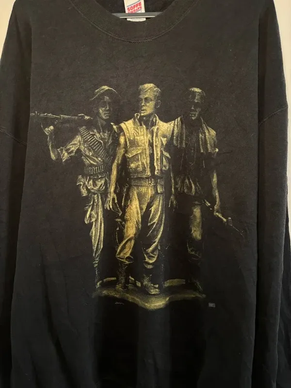 Felpa USA anni '00 screenprint guerra