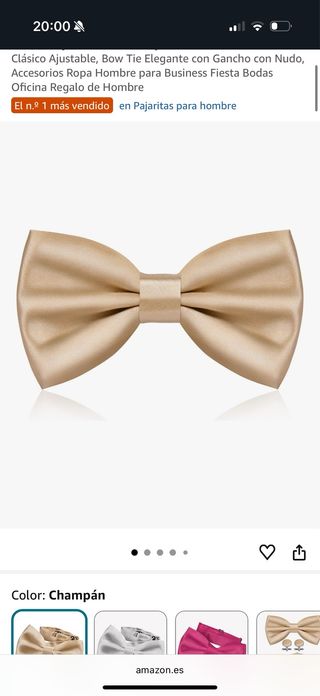 Pajarita Elegante Hombre Ajustable color champagne