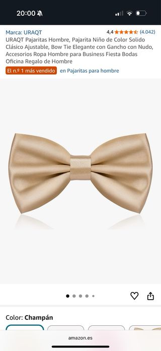 Pajarita Elegante Hombre Ajustable color champagne