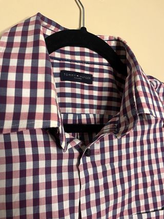 Camisa Tommy Hilfiger cuadros morado y blanco