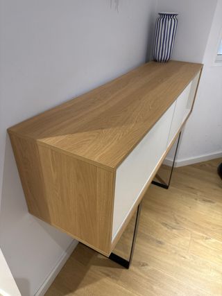 Mueble recibidor entrada consola madera y metal