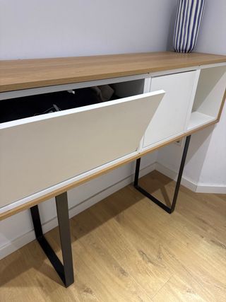 Mueble recibidor entrada consola madera y metal