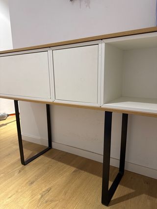 Mueble recibidor entrada consola madera y metal