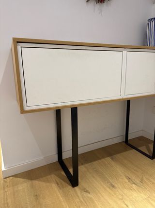 Mueble recibidor entrada consola madera y metal