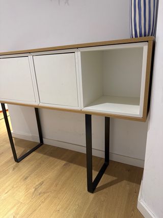 Mueble recibidor entrada consola madera y metal