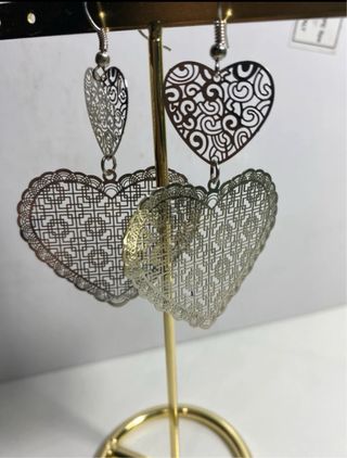 Orecchini doppio cuore con portagioielli