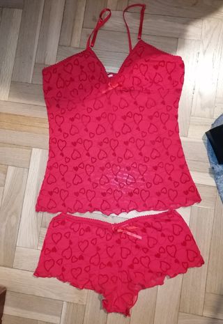 Conjunto lencería sexy corazón rojo