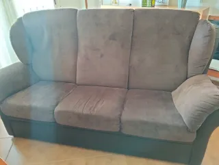 Sofá de salón 3 plazas tela marrón