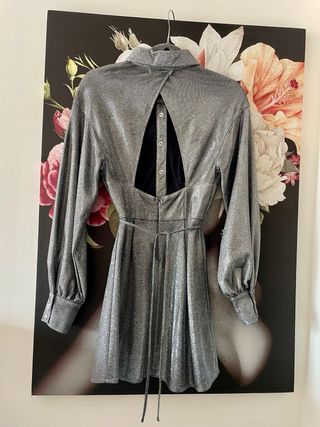 Vestido fiesta brillo plateado