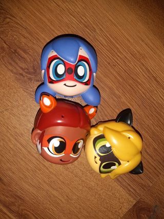 3 Figuras Ladybug y Gato Noir y Rena Rouge.