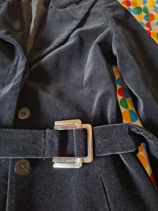 Abrigo largo negro mujer terciopelo