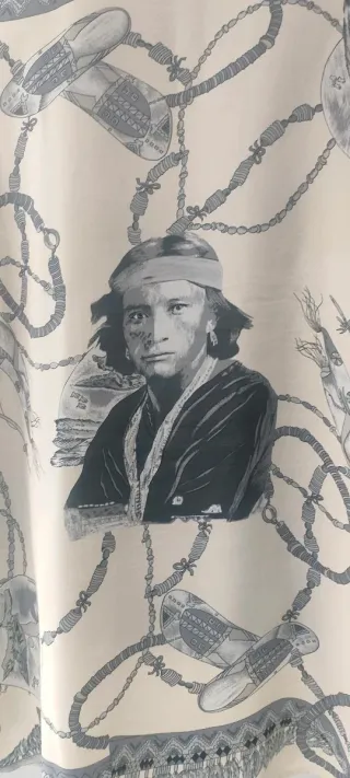 Camisa manga corta fantasía beige/gris