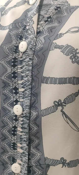 Camisa manga corta fantasía beige/gris