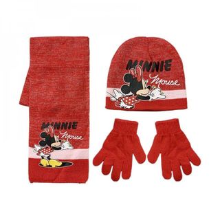 Conjunto Minnie Gorro, Bufanda y Guantes Rojo