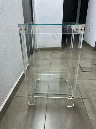 Mesa auxiliar vintage cristal y metacrilato