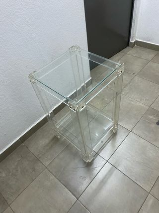 Mesa auxiliar vintage cristal y metacrilato