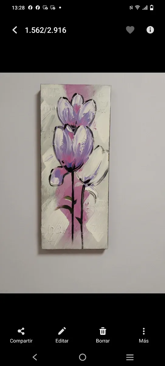 Cuadro flores pintadas sin marco