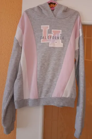 Sudadera gris y rosa LA California T.11/12