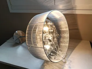 Lámpara colgante plateada con cristales