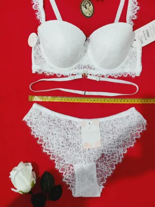 Conjunto Lencería Encaje Blanco 90C