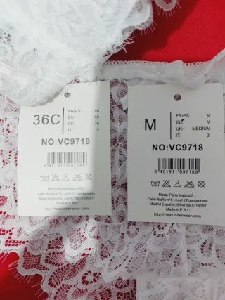 Conjunto Lencería Encaje Blanco 90C