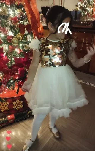 Vestito da festa bambina oro e bianco