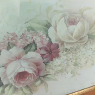 Cuadro floral de papel y madera