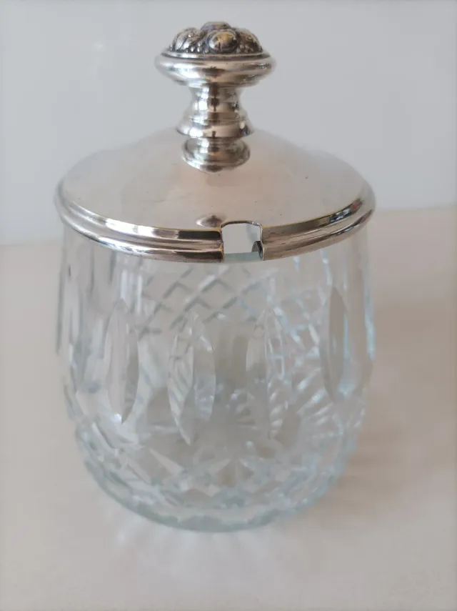 Zuccheriera Vintage in Cristallo e Metallo