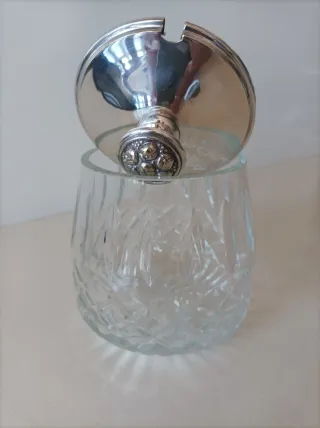 Azucarero Vintage Cristal y Metal