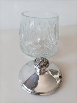 Azucarero Vintage Cristal y Metal