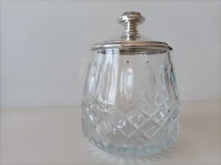 Azucarero Vintage Cristal y Metal