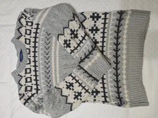 Jersey tejido estampado gris y blanco